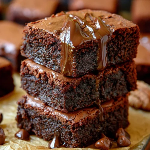 Deliciously thick and chocolatey easy fudgy brownies on a plate