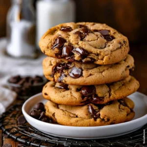 Delicious giant chocolate chip cookies fresh out of the oven