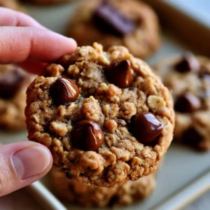Peanut Butter Oatmeal Chocolate Chip Cookies on a plate