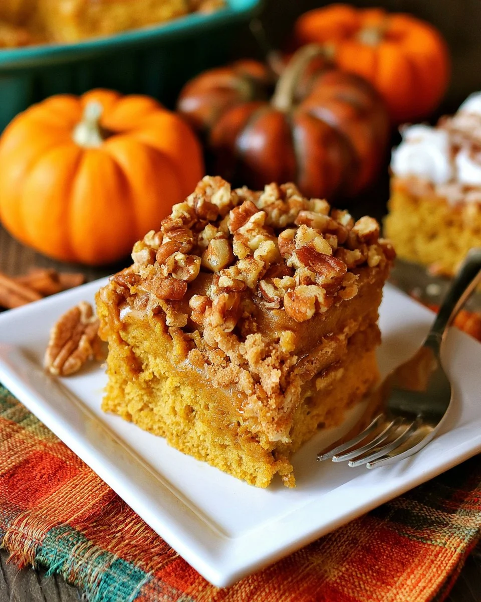 Deliciously moist easy pumpkin bars made with cake mix