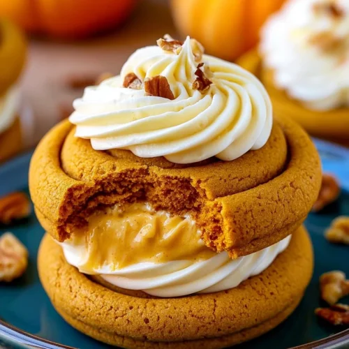 Delicious Pumpkin Cheesecake Cookies topped with cream cheese frosting